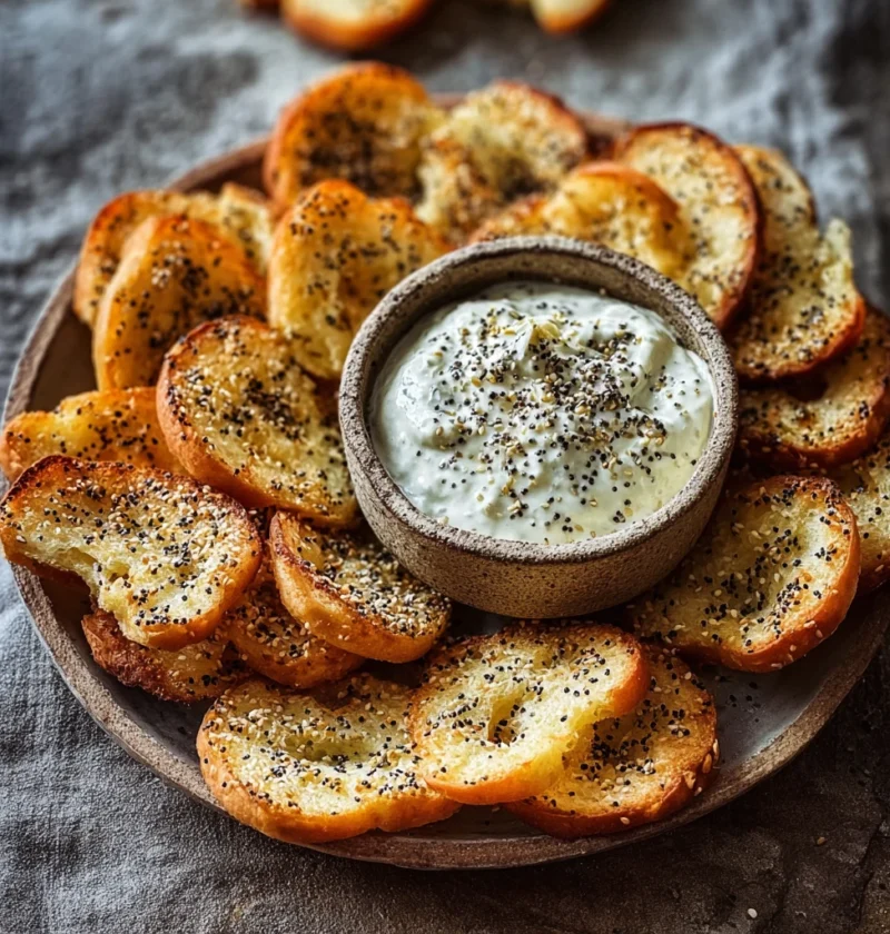 Homemade Bagel Chips Creamy Pepperoncini Dip Bliss