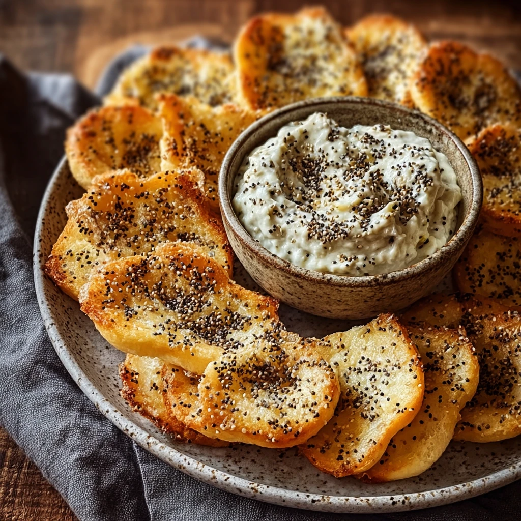 Homemade Bagel Chips Creamy Pepperoncini Dip Bliss