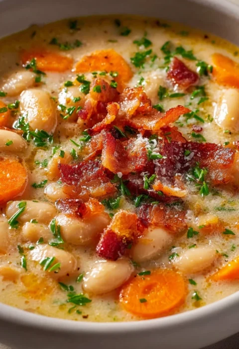 White Bean Soup Bacon Creamy Onepot Recipe