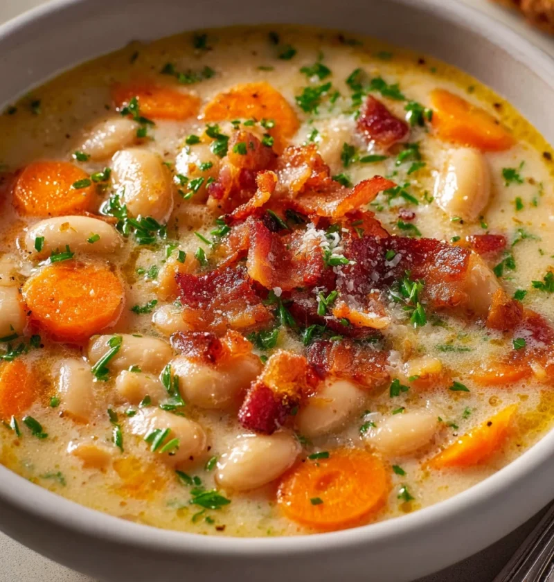 White Bean Soup Bacon Creamy Onepot Recipe