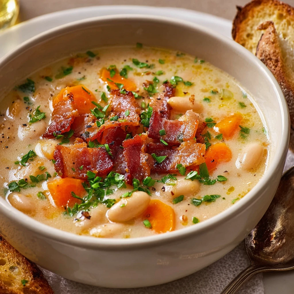 White Bean Soup Bacon Creamy Onepot Recipe