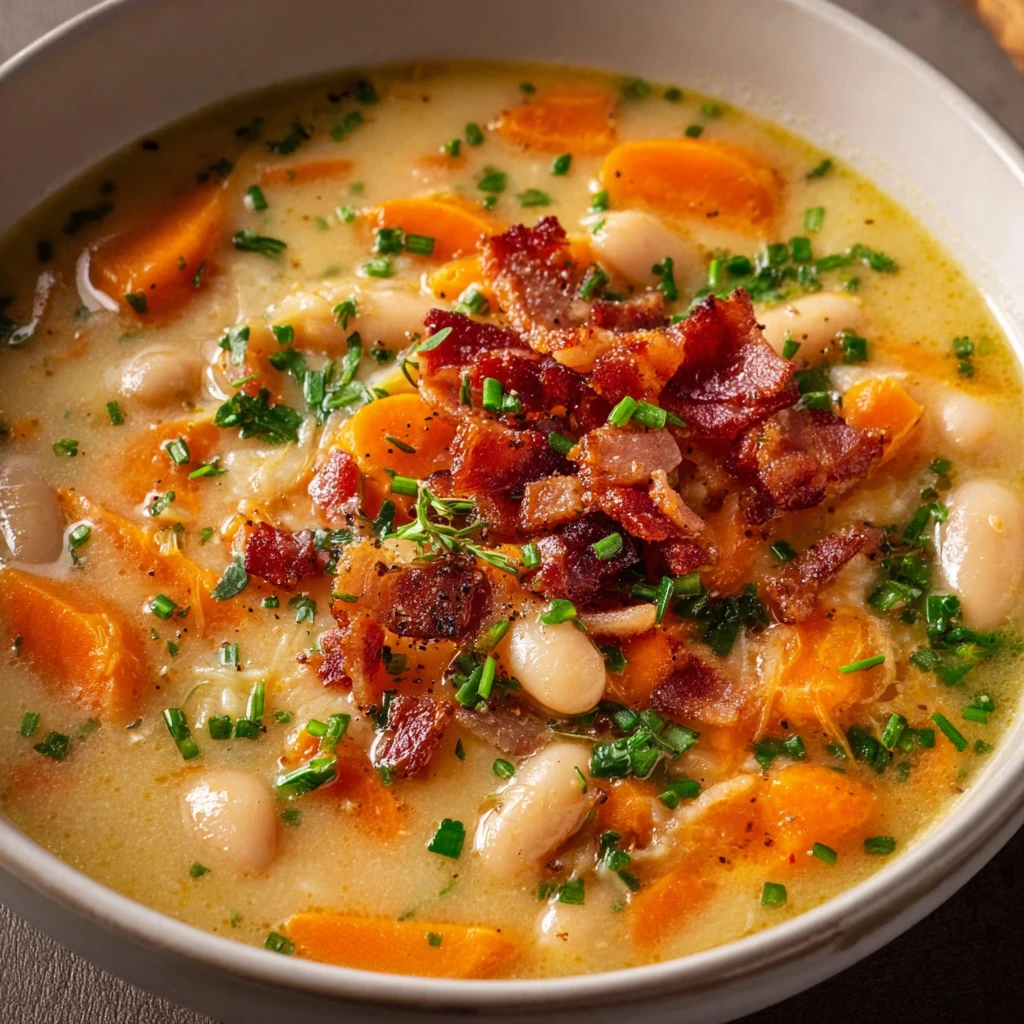 White Bean Soup Bacon Creamy Onepot Recipe