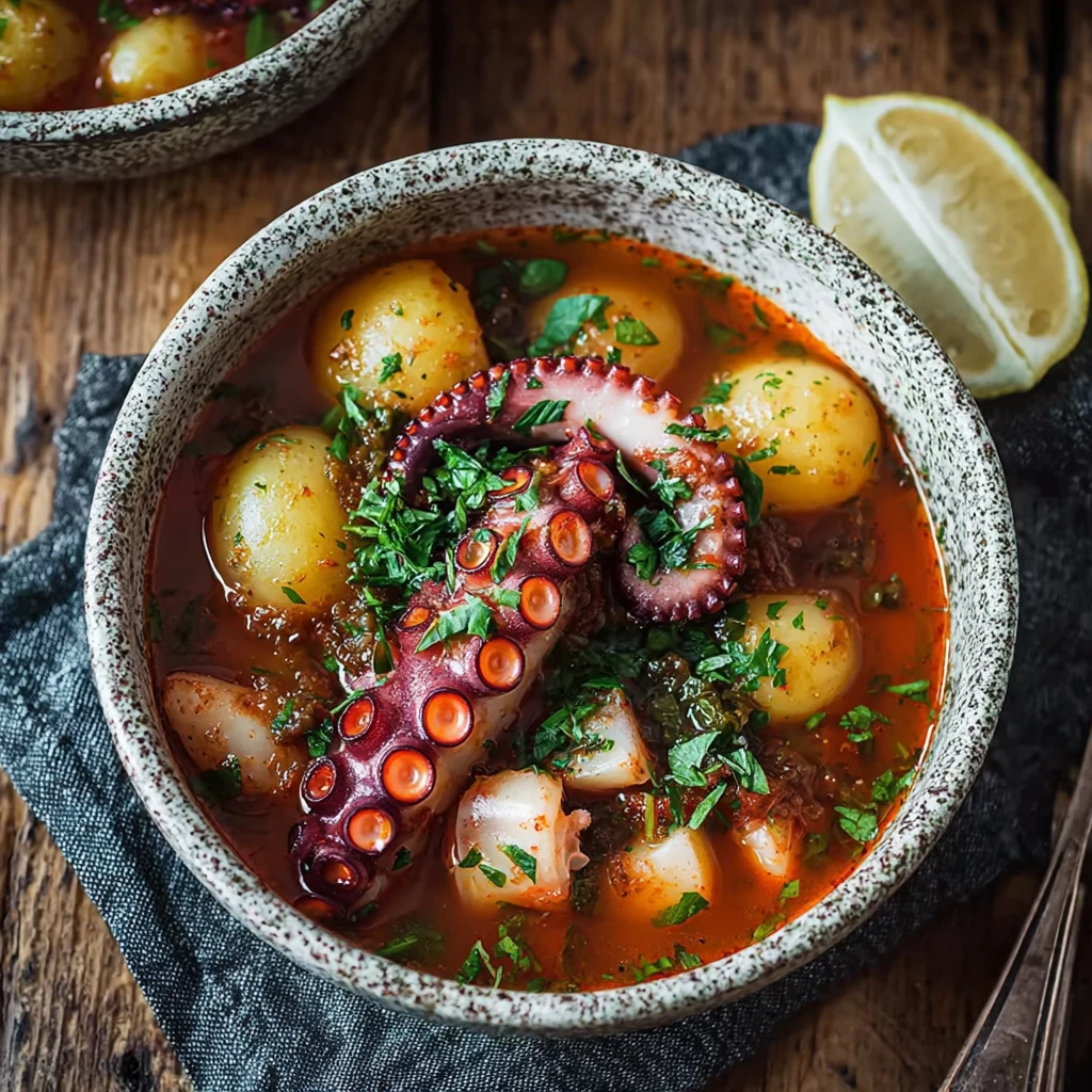 Authentic Greek Octopus Stew with Potatoes & Fresh Herbs Delight
