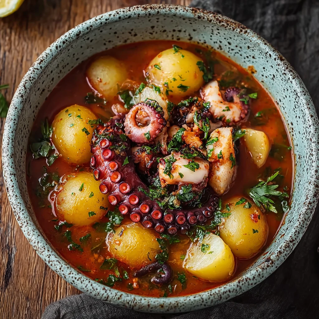Authentic Greek Octopus Stew Potatoes Fresh Herbs Delight