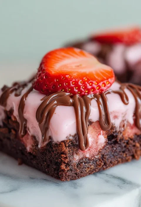 Chocolate Covered Strawberry Brownies