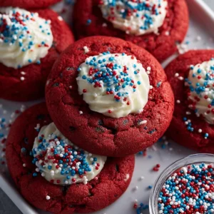 Classic 4th of July Red Velvet Cookies