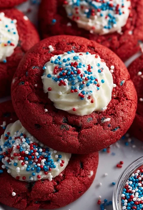 Classic 4th July Red Velvet Cookies