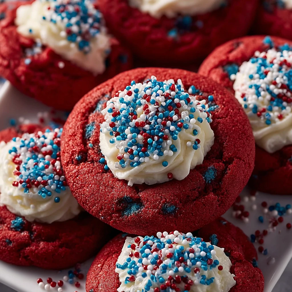 Classic 4th July Red Velvet Cookies