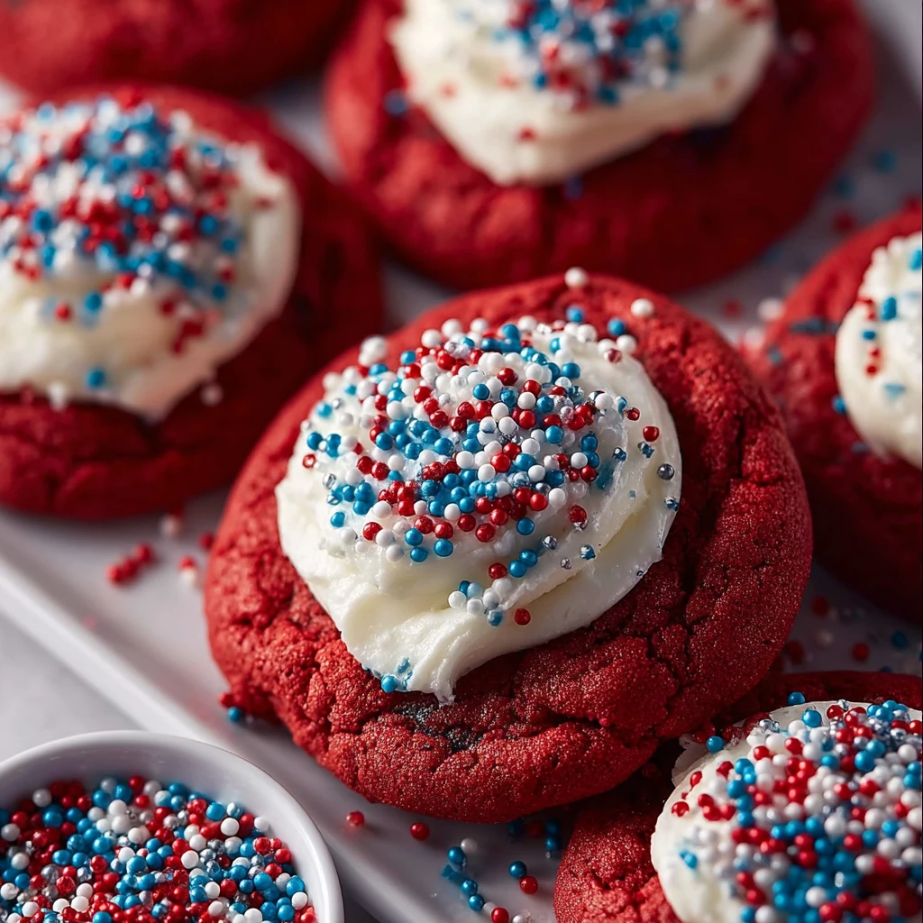 Classic 4th July Red Velvet Cookies