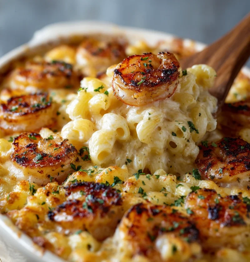 Creamy Garlic Shrimp Pasta Bake