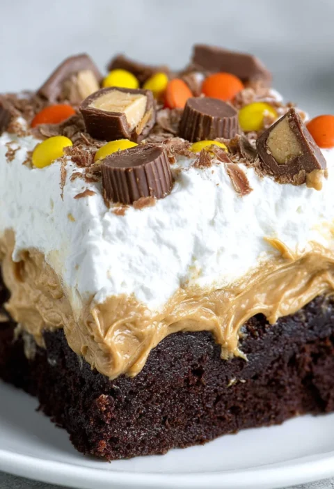 Chocolate Peanut Butter Poke Cake