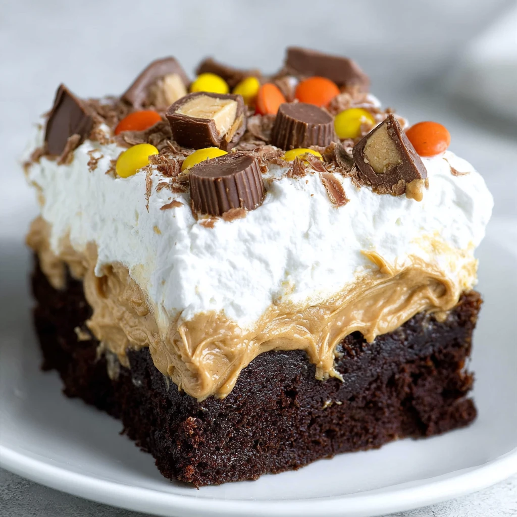 Easy Chocolate Peanut Butter Poke Cake