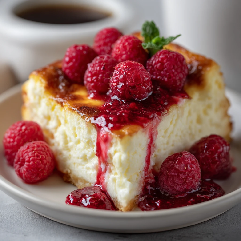 Lemon Raspberry Cottage Cheese Bake