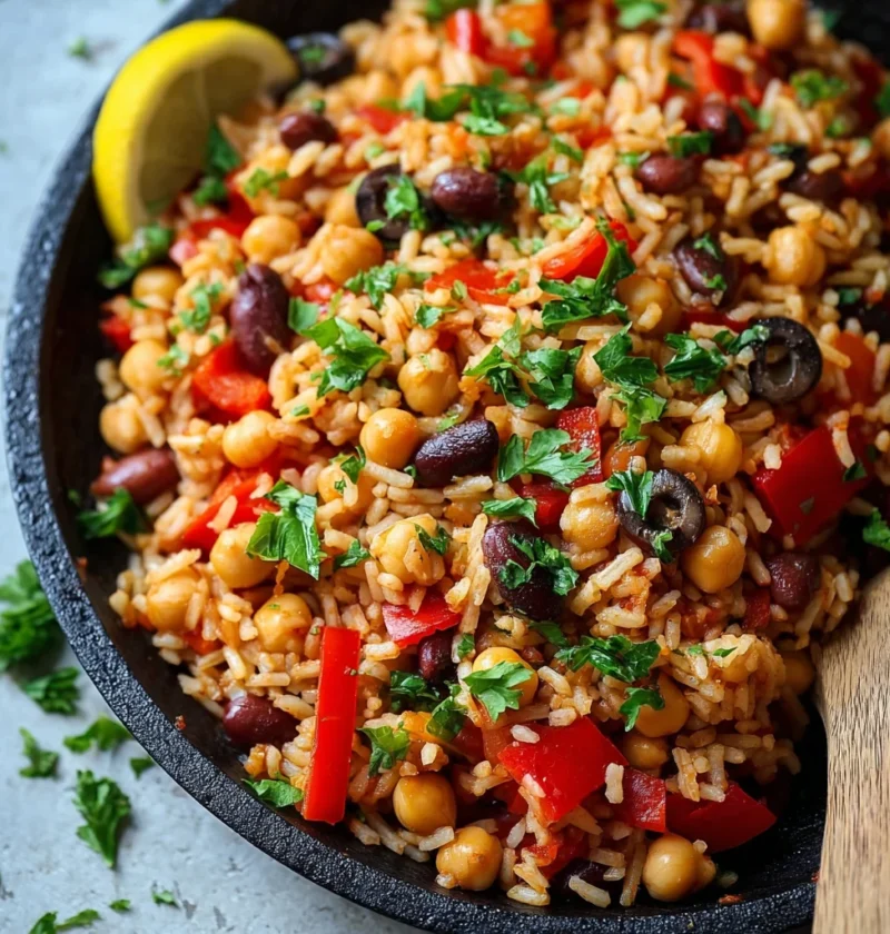 Mediterranean Rice Beans Onepot