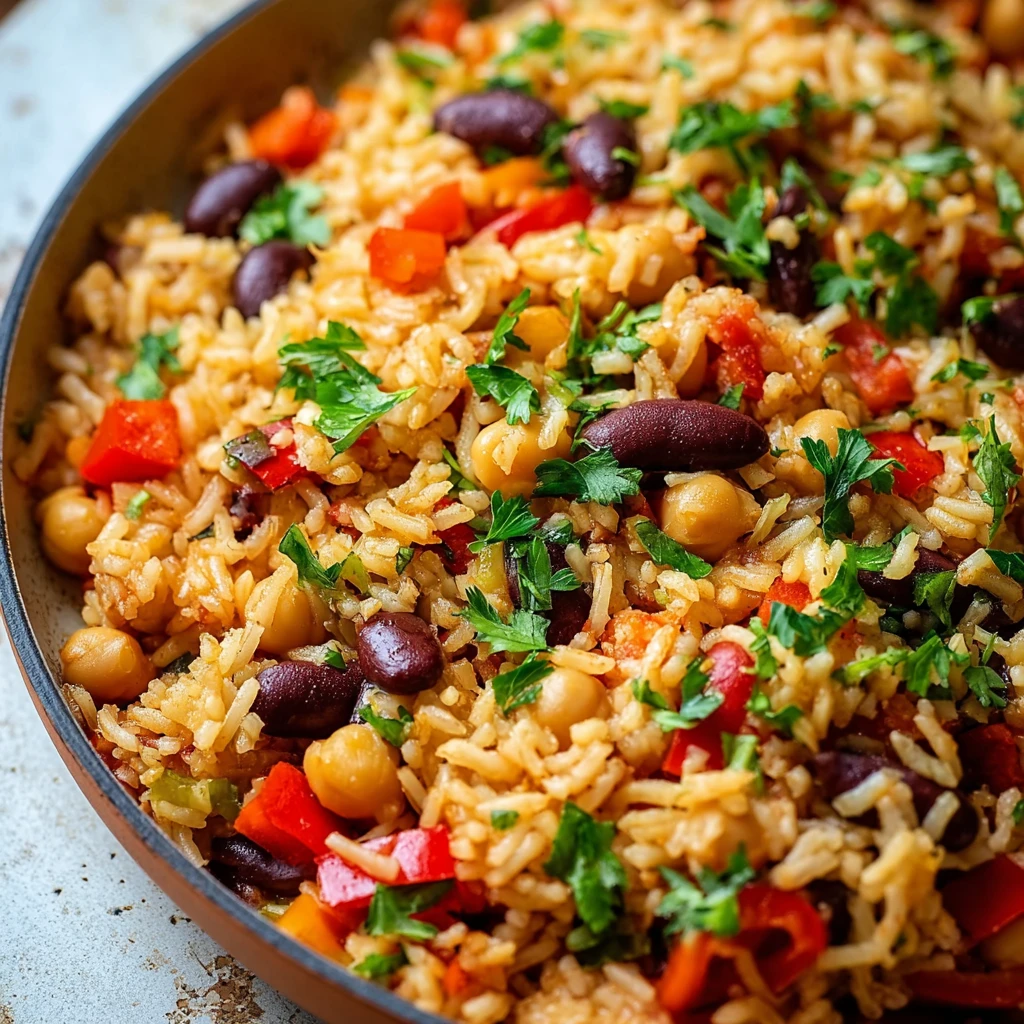Mediterranean Rice Beans Onepot