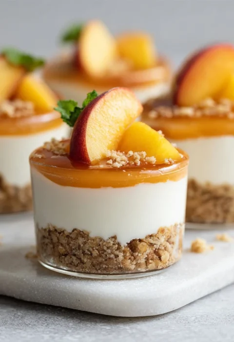 Nobake Peach Cheesecakes
