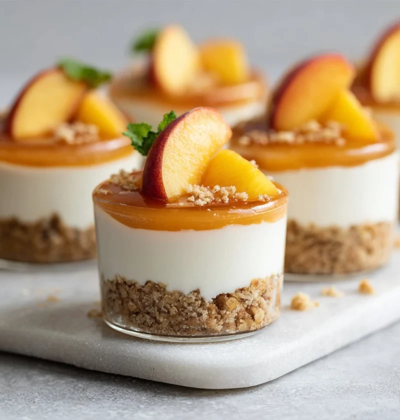 Nobake Peach Cheesecakes