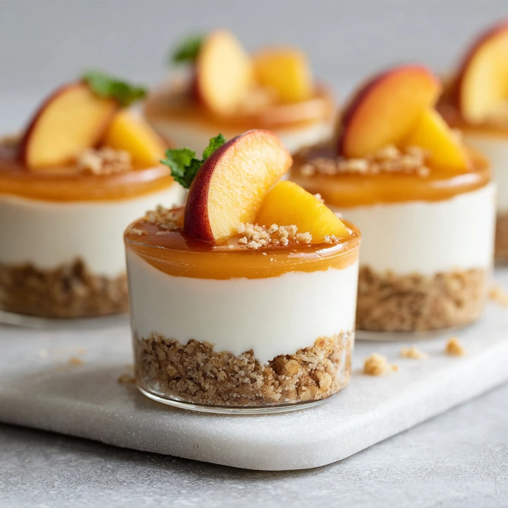 No-Bake Peach Cheesecakes