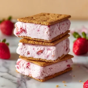 No-Churn Strawberry Ice Cream Sandwiches