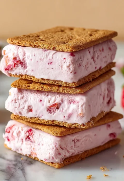 Nochurn Strawberry Ice Cream Sandwiches