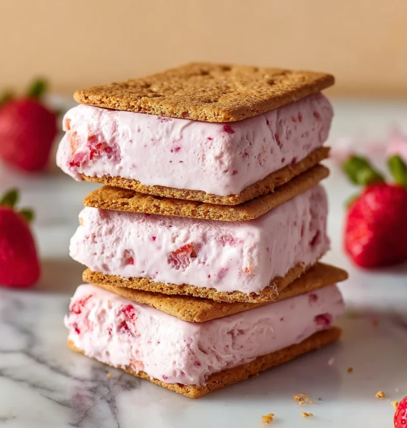 Nochurn Strawberry Ice Cream Sandwiches