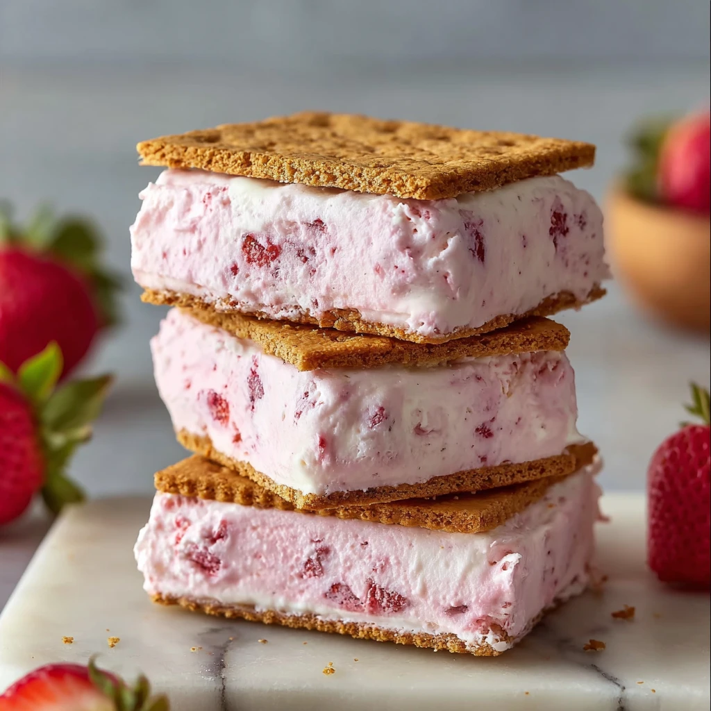 Nochurn Strawberry Ice Cream Sandwiches