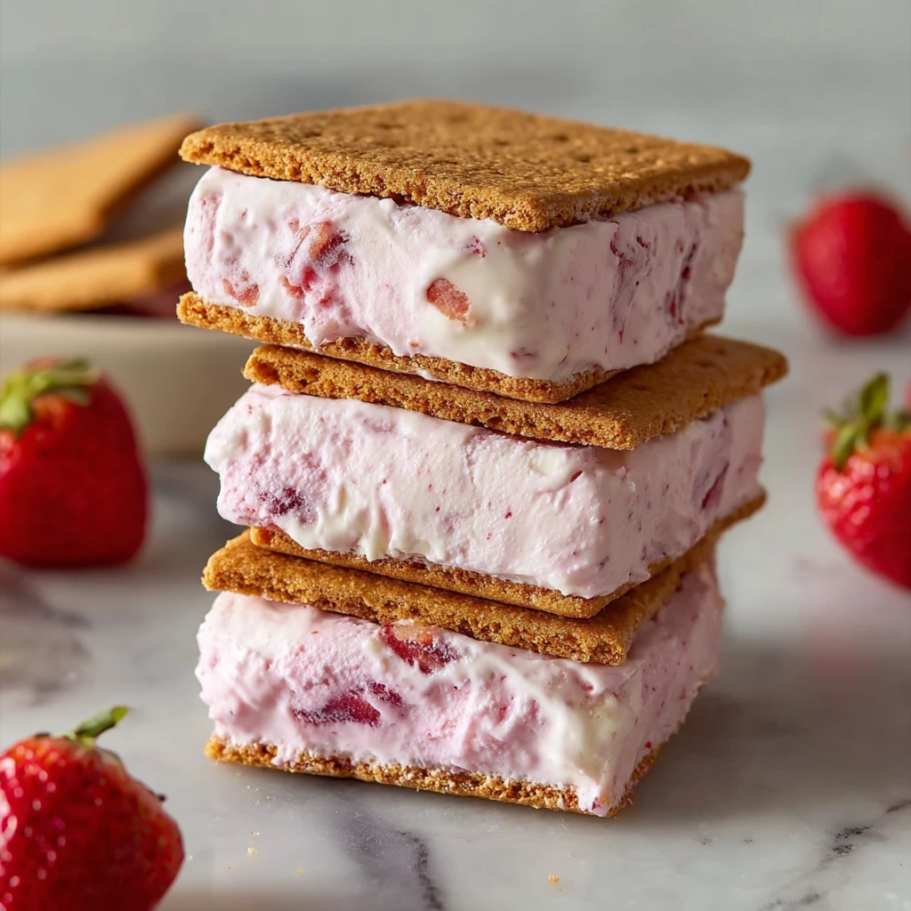 Nochurn Strawberry Ice Cream Sandwiches