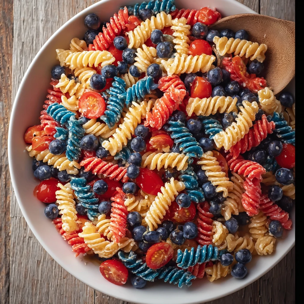 RED WHITE AND BLUE PASTA SALAD