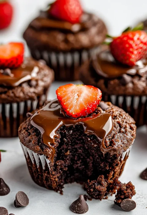 Decadent Double Chocolate Strawberry Muffins