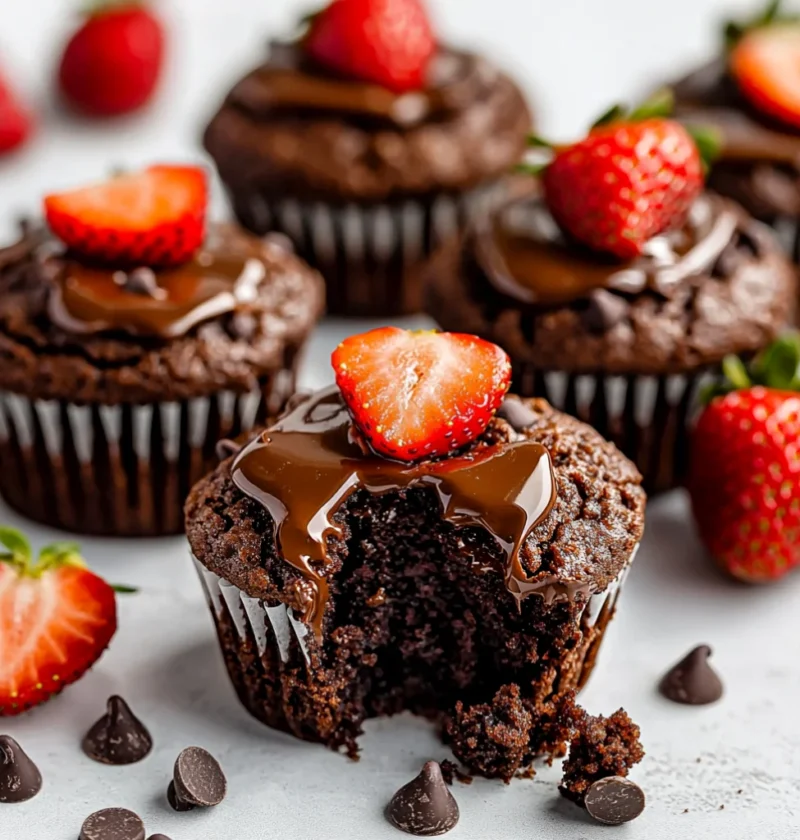 Decadent Double Chocolate Strawberry Muffins