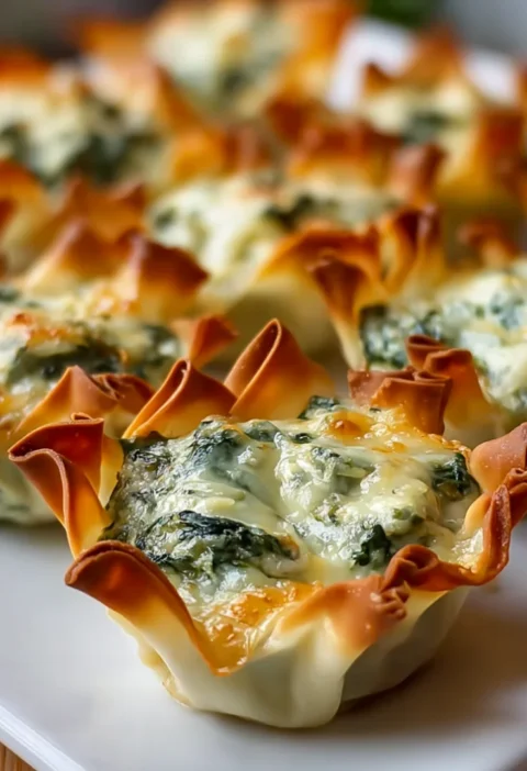 Spinach and Artichoke Wonton Cups