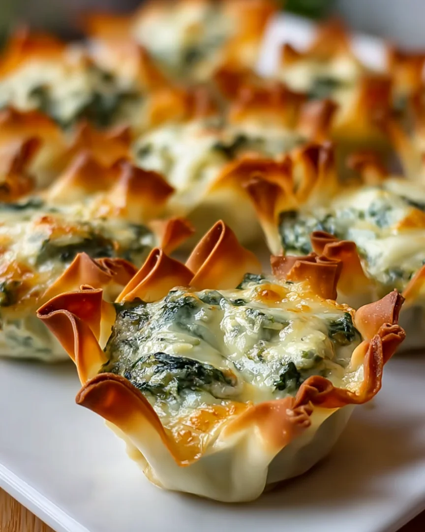 Spinach and Artichoke Wonton Cups