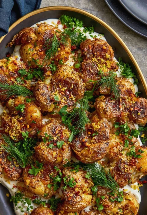 Crispy smashed potatoes