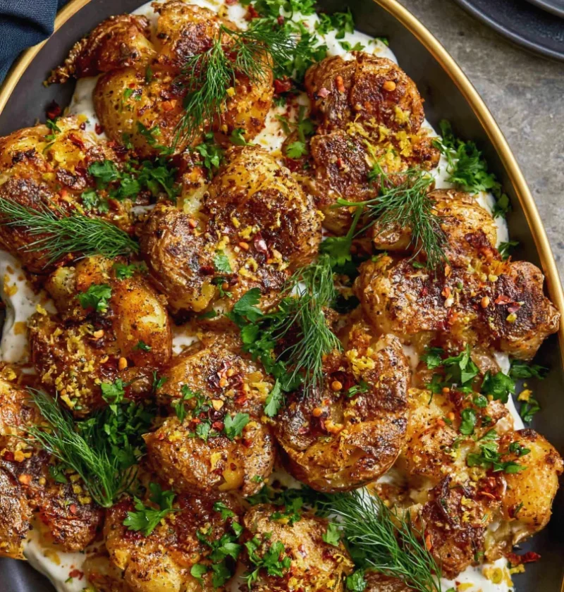 Crispy smashed potatoes