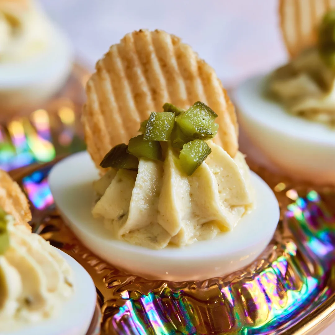 Ridiculously Good Dill Pickle Deviled Eggs