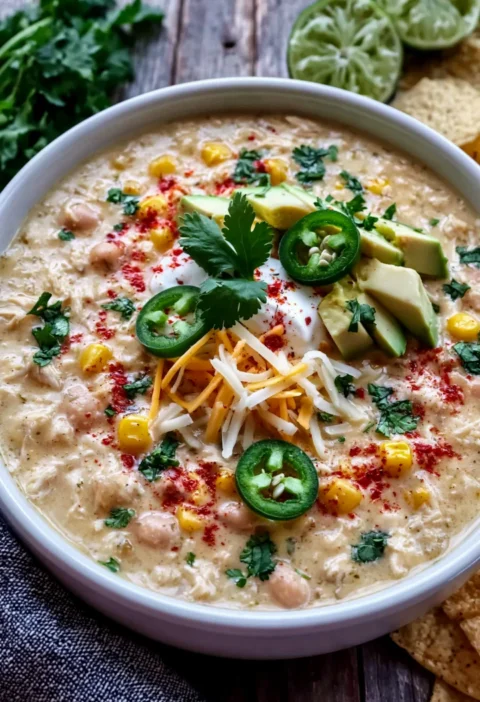 Creamy Crockpot White Chicken Chili