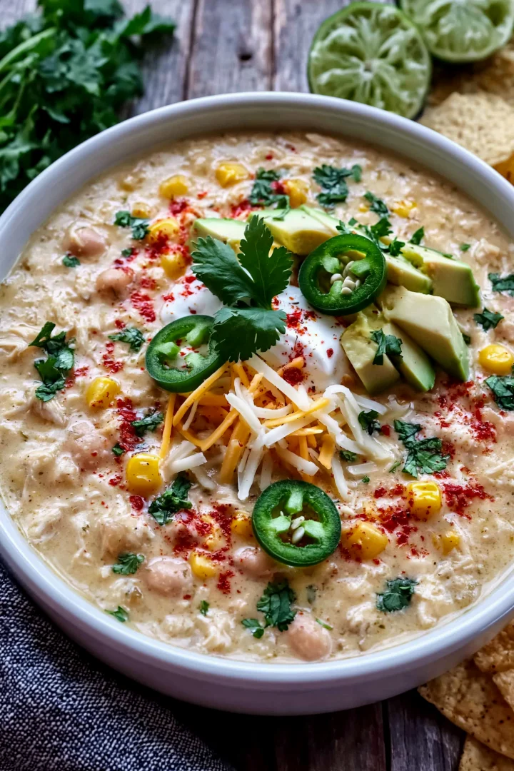 Creamy Crockpot White Chicken Chili