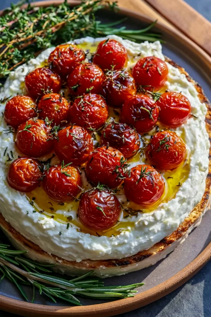 Creamy Whipped Feta Dip with Roasted Cherry Tomatoes and Fresh Herbs