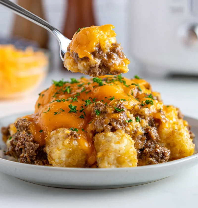 Crockpot Taco Tater Tot Casserole
