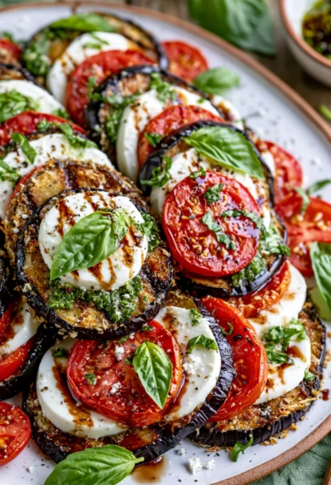 Italian Eggplant Caprese Salad