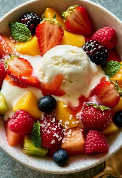 Fruit Salad with Ice Cream