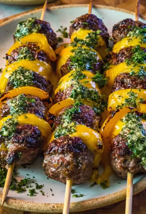 Garlic Butter Cheeseburger Skewers