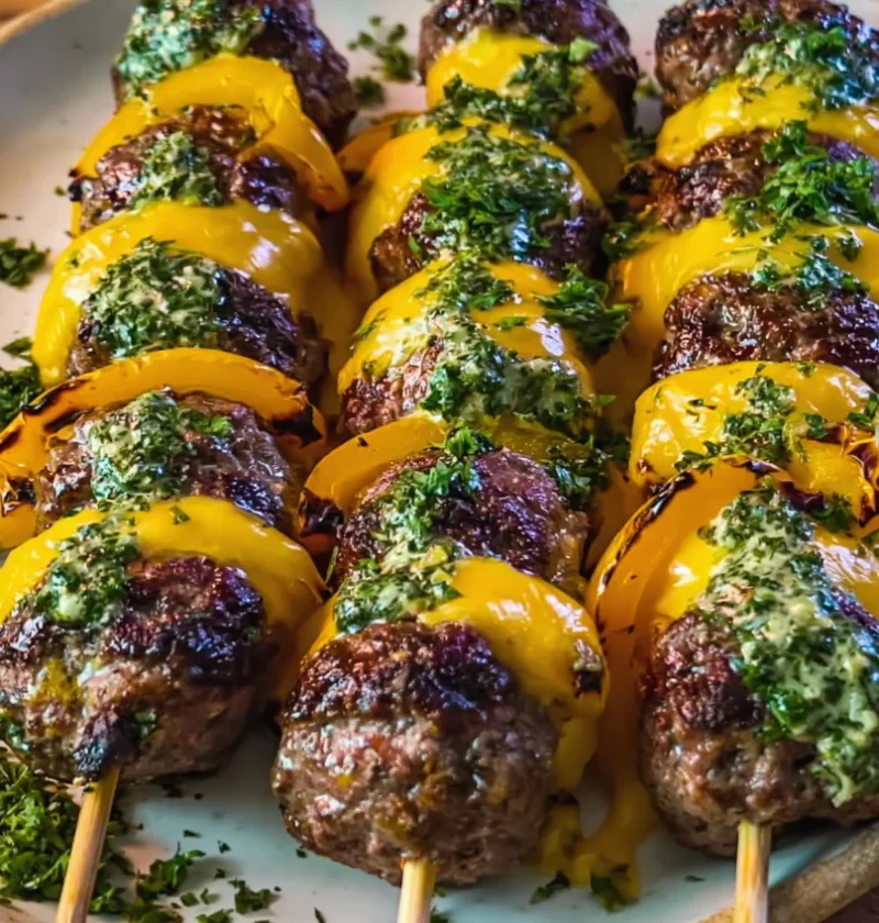 Garlic Butter Cheeseburger Skewers
