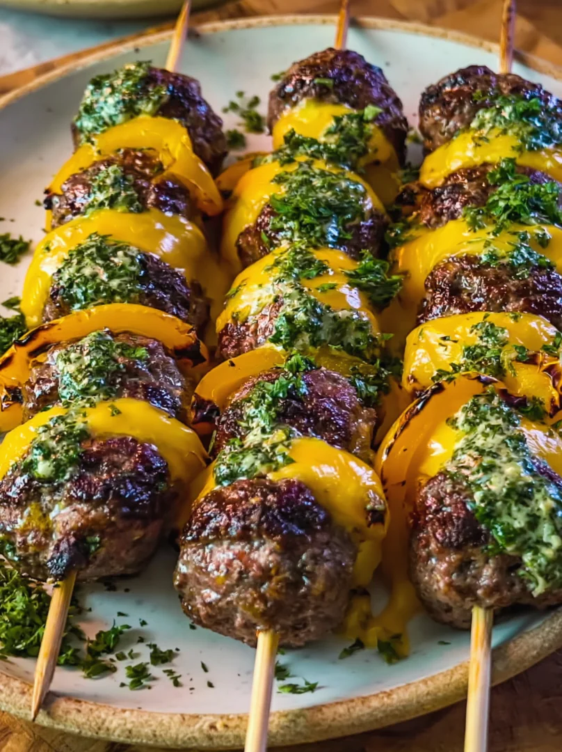 Garlic Butter Cheeseburger Skewers