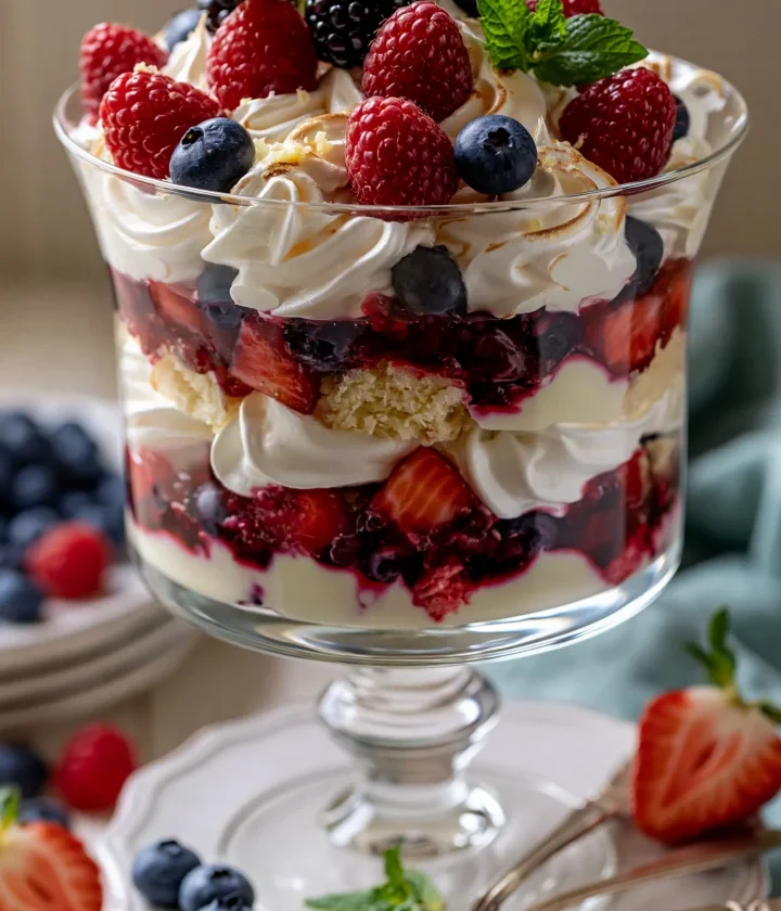 berry meringue trifle