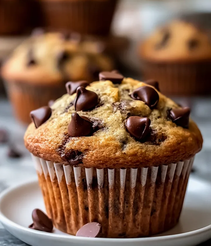 Moist chocolate chip banana muffins