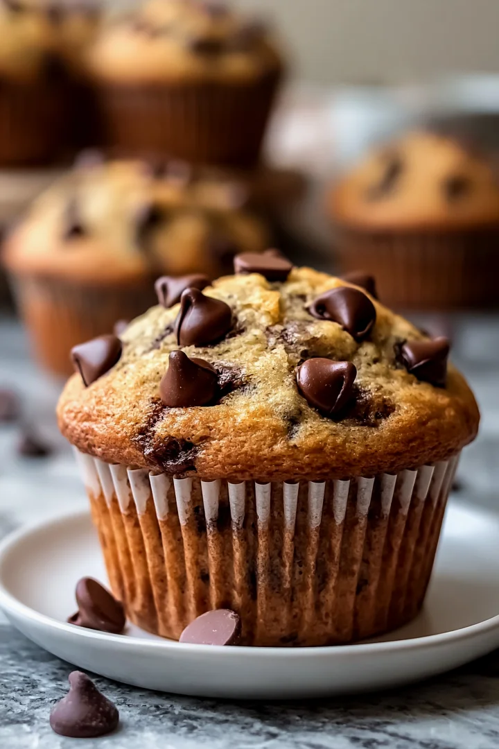 Moist Chocolate Chip Banana Muffins