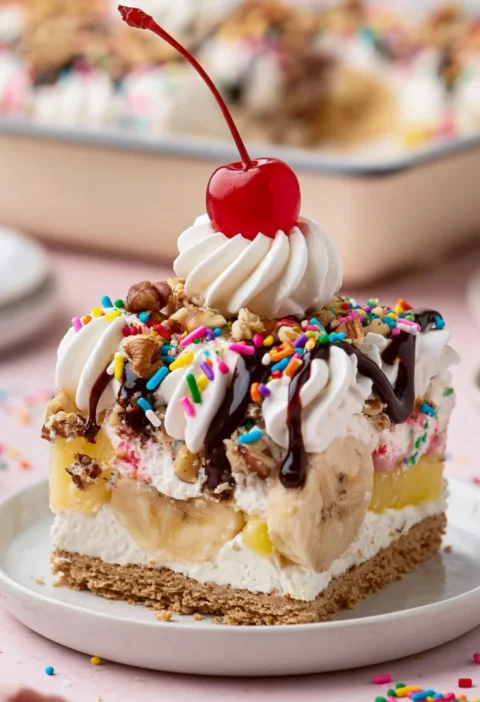 No-Bake Banana Split Cake