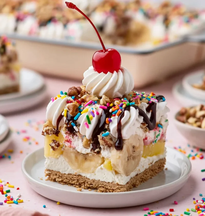 No-Bake Banana Split Cake