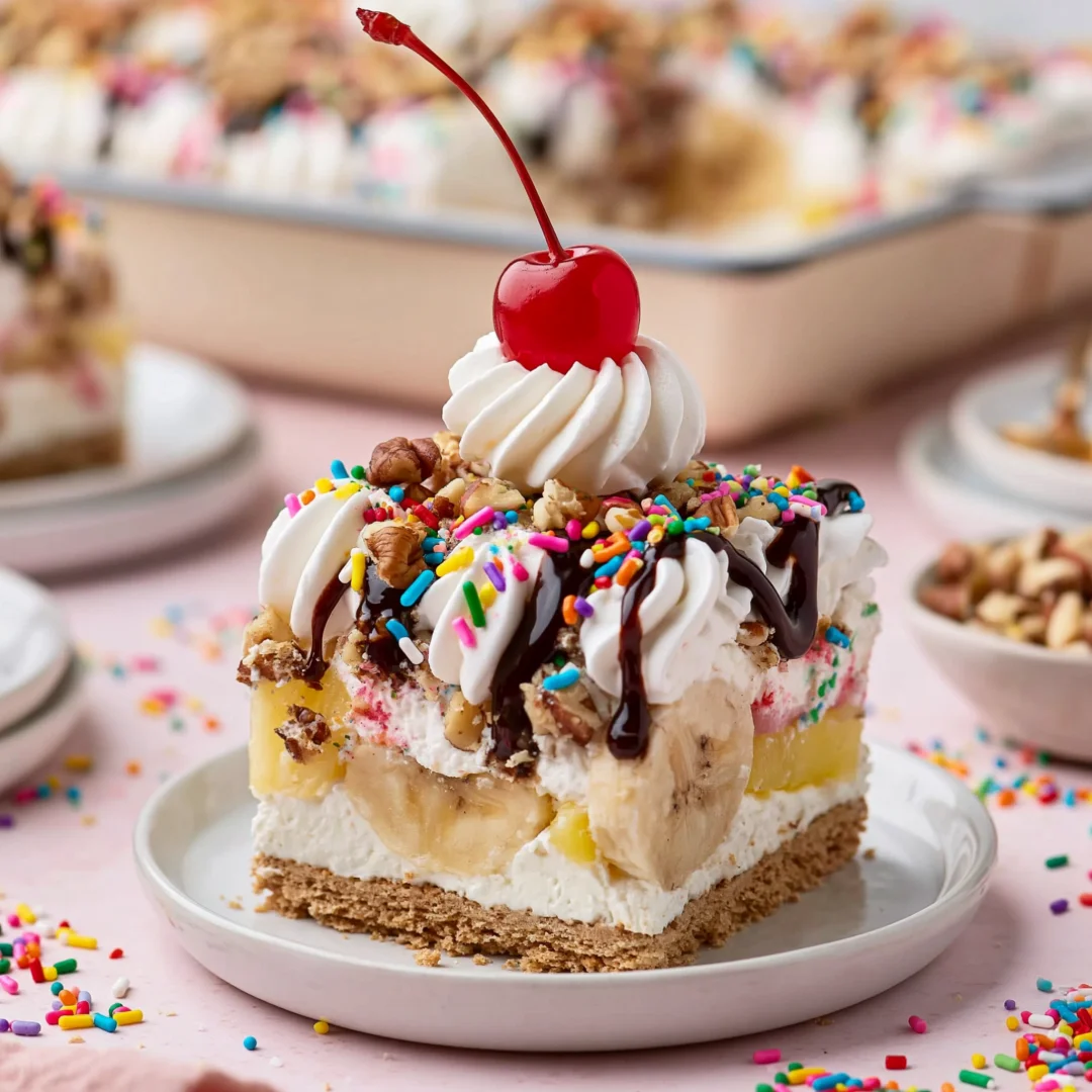 No-Bake Banana Split Cake